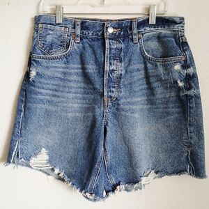 We The Free Denim Shorts High Rise Crvy Distressed Cut Off Button Fly Size 28